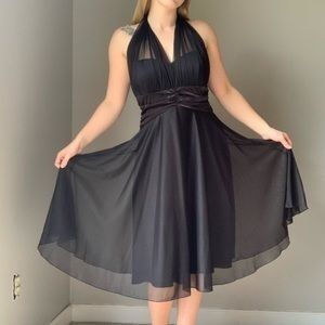 Db Studio Black Halter Chiffon Dress